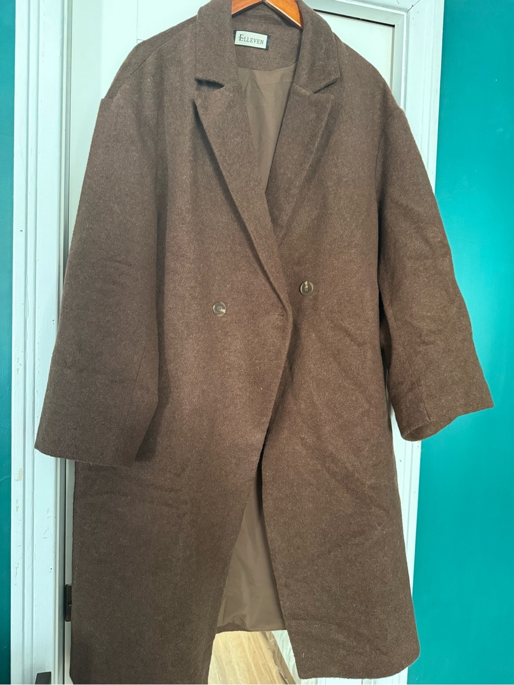 Ellery Brown Wool-Blend Double-Breasted Coat with Label Detail